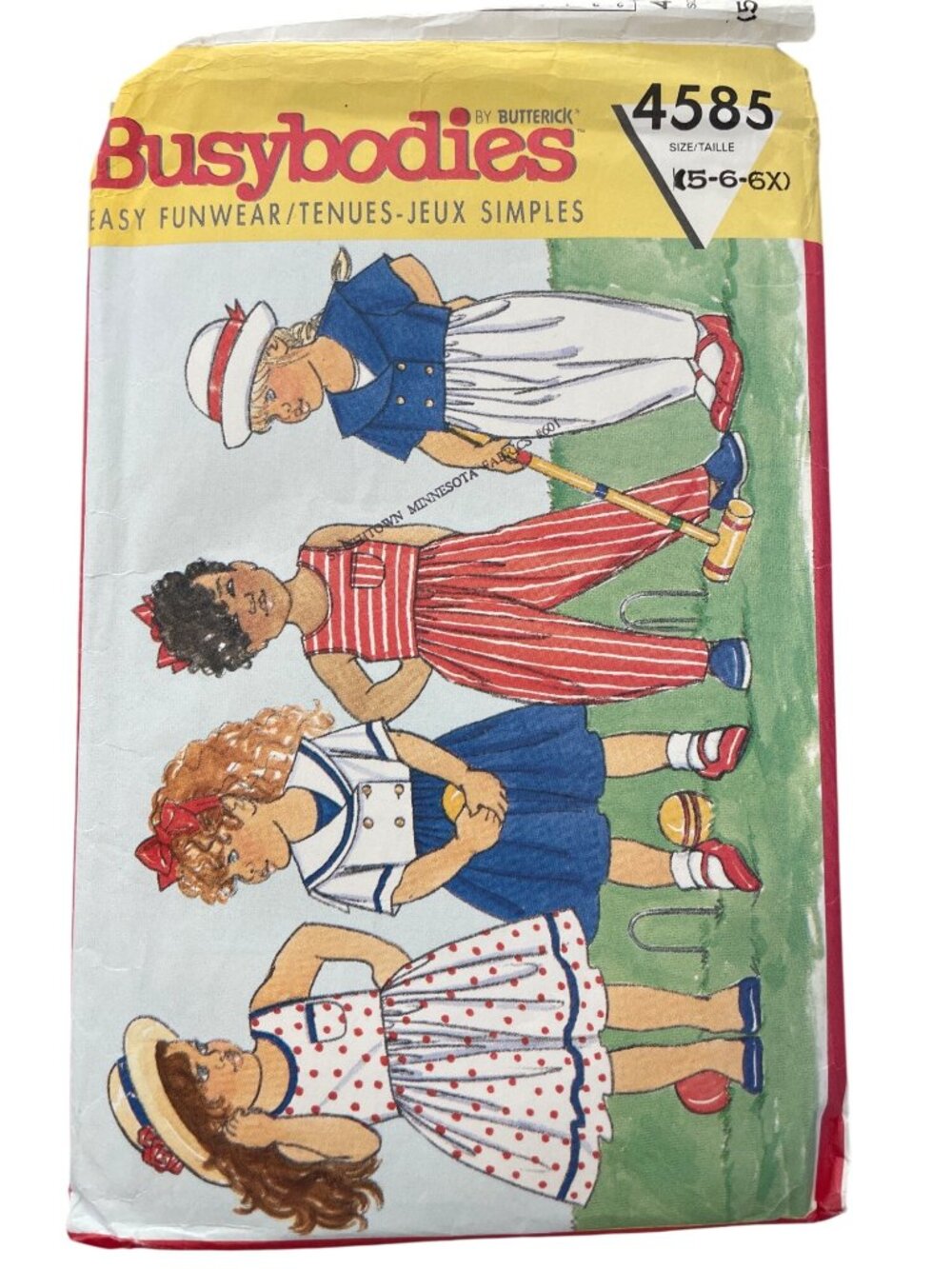 Vintage 90s Butterick 4585 Busybodies Girls Sewing Pattern Size 5-6-6X Retro CUT